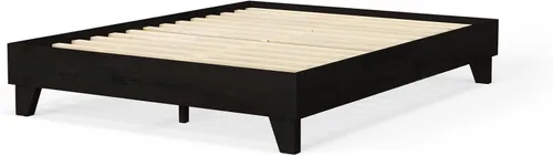 Vista 9 de Base de cama, fabricada en EE. UU. con 100% madera de pino norteamericano, base sólida para colchón con tablillas de pino prensado, instalación sin
