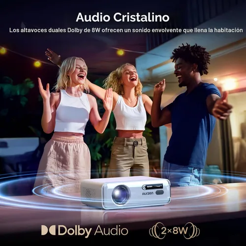 Vista 6 de Aurzen EAZZE - Proyector inteligente compatible con Google TV D1G 4K con WiFi y Bluetooth, enfoque automático y Keystone, Dolby Audio, Zoom