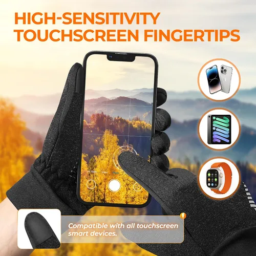 Vista 2 de rivmount Guantes ligeros de invierno para correr, pantalla táctil y forro térmico antideslizante, cálido guantes térmicos, clima fresco, conducción
