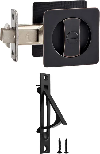 Vista 12 de Lethato Hardware para Puerta de Bolsillo Negro, Cerradura de Puerta de Bolsillo, Pestillo de Puerta de Bolsillo, Puerta de Bolsillo Mate Negra