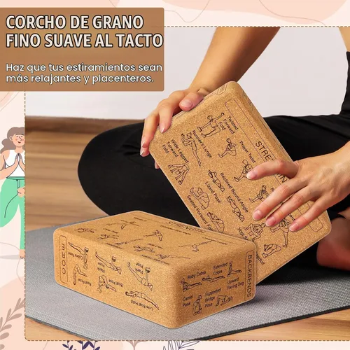 Vista 6 de Halloscume - Paquete de 2 bloques de corcho para yoga para apoyo