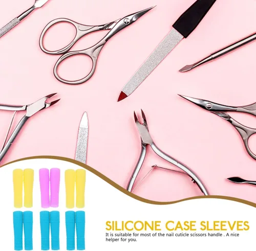 Vista 9 de 6 pares de fundas de silicona para cortador de cutículas, antideslizantes, fundas protectoras para tijeras de manicura, uso profesional en salón