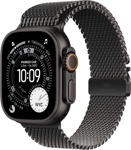 Vista 11 de Apple Watch Ultra 3 [GPS + Cellular 49mm] Reloj inteligente para correr y multideporte con funda de titanio resistente con bucle milanés de titanio