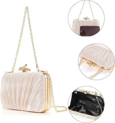 Vista 5 de Bolso de mano para mujer, bolso de noche elegante con cadena extraíble, elegante bolso de mano