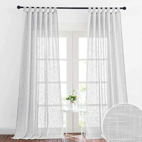 Vista 20 de RYB HOME - Cortinas de lino con textura transparente, 2 paneles