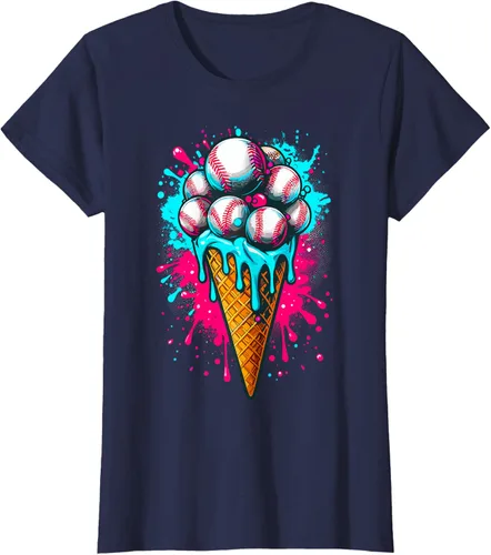 Vista 28 de Camiseta de béisbol de acuarela de helado de béisbol