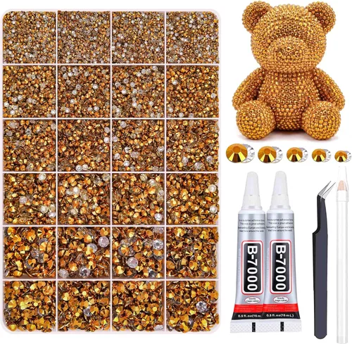 Vista 22 de 27000PCs Resin Rhinestones Kit, 2-6mm Crystal Diamond Gems with Picker Pencil, Tweezer & 2 Glue Bottles, Flatback Rhinestone Set for Diamond