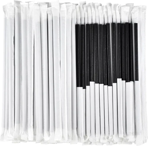 Vista 24 de [1000 unidades] Pajitas de papel de bambú verde para beber, 7.75 x 0.24 pulgadas, 100% biodegradables