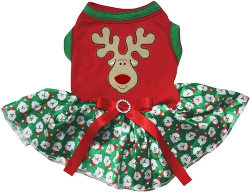 Vista 9 de Petitebella Vestido con rostro de reno para cachorros (Negro/Oro, X-Pequeño)