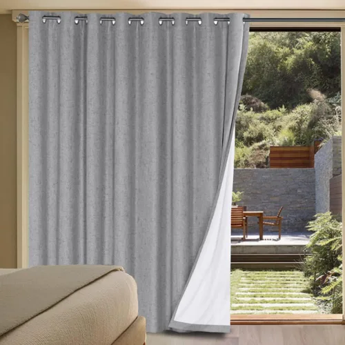 Vista 260 de H.VERSAILTEX Cortinas 100% opacas con aislamiento térmico, texturizadas, de lino, con bloqueo completo de calor y luz, para sala de estar y Negro