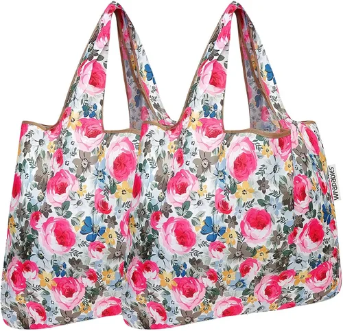 Vista 15 de allydrew Bolsa plegable de nailon para comestibles reutilizable (Set de 2), Ballenas Azules
