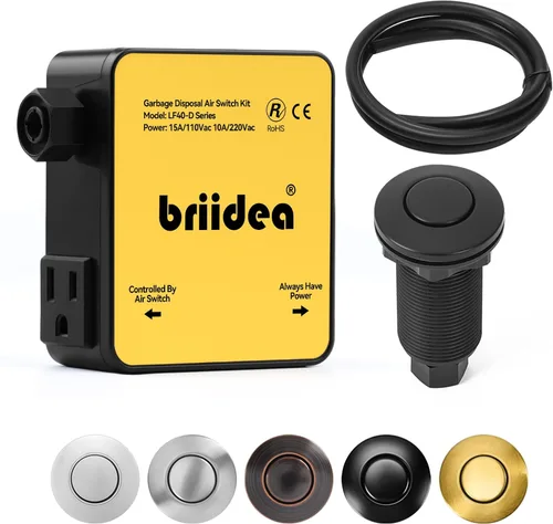 Vista 17 de Kit de interruptor de aire para eliminación de basura, desagüe de fregadero, eliminación de residuos largo, botón de aire de encendido/apagado