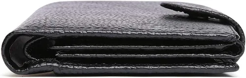Vista 7 de Billetera vertical de tres pliegues de cuero hecha a mano vintage para mujer, con bloqueo RFID, pequeña cartera para tarjetas múltiples, Negro