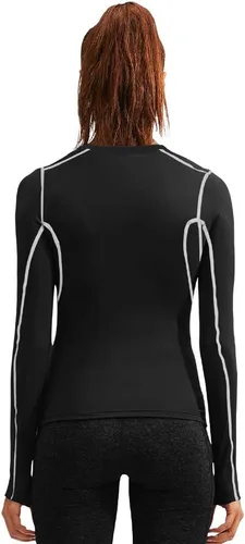 Vista 3 de Camiseta de compresión atlética de ajuste seco para mujer, manga larga, para entrenamiento, capa base, ropa deportiva