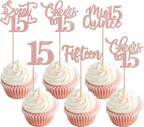 Vista 27 de 30 piezas de adornos para cupcakes de 12 cumpleaños feliz, brillantes doce, hola 12, felicitaciones a 12 años, adornos para cupcakes, 12