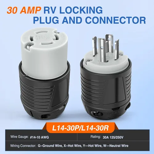 Vista 7 de Nilight 30Amp Generador Twist Lock Plugs ETL Listado L14-30P L14-30R Male Female Locking Plug and Connector Adapter 125/250V Industrial Grade