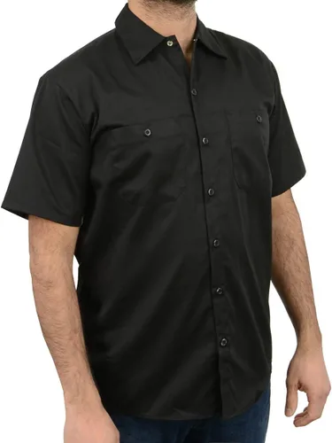 Vista 5 de Milwaukee Leather MDM11669 Camisa de trabajo negra con botones y bolsillos para hombre, camisa de trabajo mecánica clásica con bolsillos, Negro