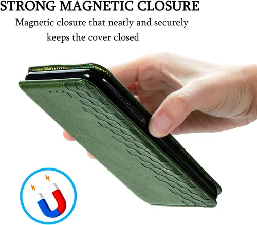 Vista 5 de Funda compatible con Xiaomi Poco X3 GT, compatible con Redmi Note 10 Pro (China) 5G con cierre magnético con soporte para tarjetas, color verde