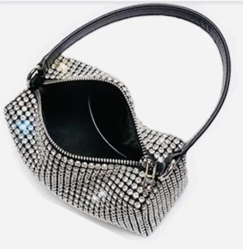 Vista 6 de Bolsos cruzados con purpurina para mujer, mini bolso de fiesta, plateado