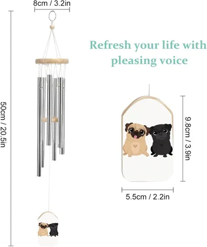 Vista 2 de Divertidos carillones de viento conmemorativos para perros con 6 tubos de aleación de aluminio, campanillas de viento, regalo para patio al aire