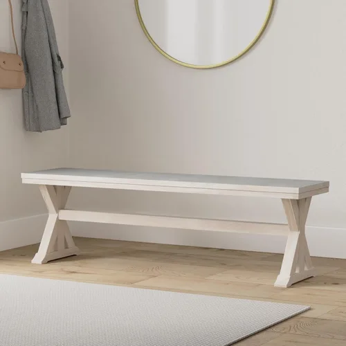 Vista 2 de International Concepts - Banco de entrada de madera maciza sin terminar de 60 pulgadas con superficie de bloque de carnicero, asiento de banco