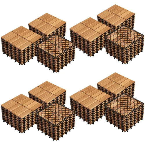 Vista 10 de Yaheetech - 27 piezas de madera de acacia, baldosas de terraza entrelazadas con superficie antideslizante, pisos impermeables de fácil colocación