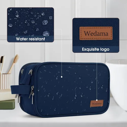 Vista 6 de Wedama Neceser grande para hombres, bolsa de viaje de mano, artículos de tocador impermeables, kit de poliéster grueso, artículos de tocador, viajes