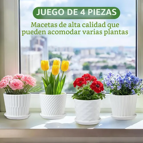 Vista 7 de sietpoek Macetas de cerámica de 5.5 pulgadas con drenaje y platillo 4