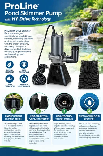 Vista 4 de Danner Manufacturing, Inc. ProLine 2550 GPH Bomba de desnatador de estanque con tecnología HY-Drive, 20355