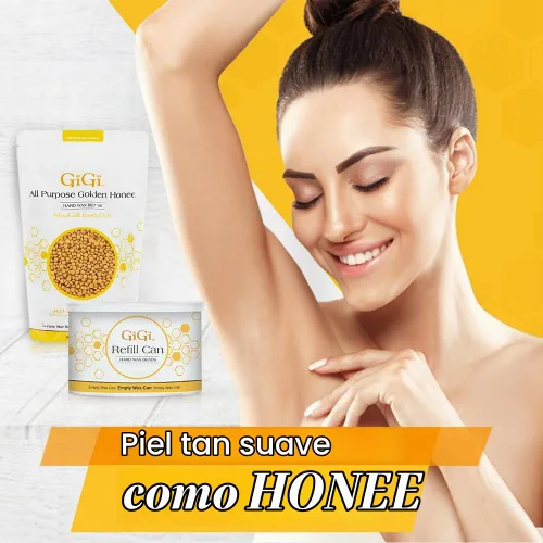 Vista 2 de GiGi Golden Honee - Cuentas de cera dura multiusos y lata de repuesto, 14 onzas