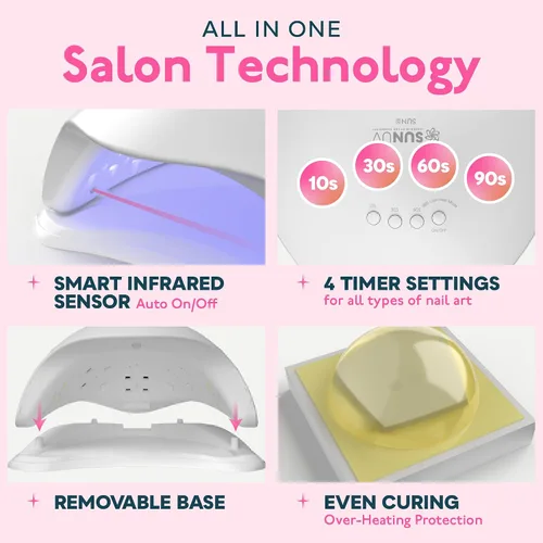 Vista 2 de Sunuv 36 W LED UV lámpara secadora de uñas para uñas de gel, Manicura/Pedicura con 10s/30s/60s/99S temporizador y bandeja inferior y pantalla LCD