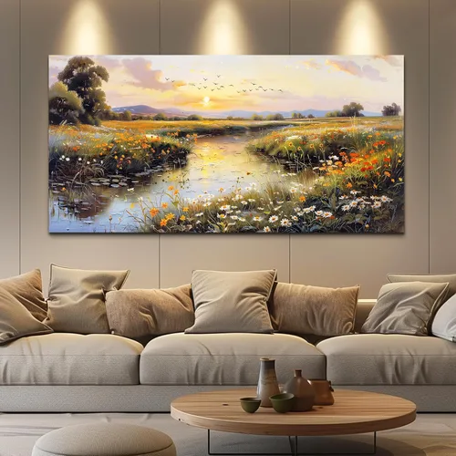 Vista 12 de PHAOHUAXM Pintura abstracta de paisaje de tinta pintura de arte de pared moderna impresión en lienzo natural paisaje arte imágenes de sala de estar