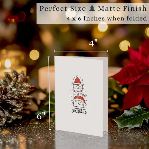 Vista 3 de Paper Play Tarjetas de Feliz Navidad con sobres (diseños de animales surtidos) 10x15 centímetros Tarjetas de Navidad a granel con sobres y pegatinas