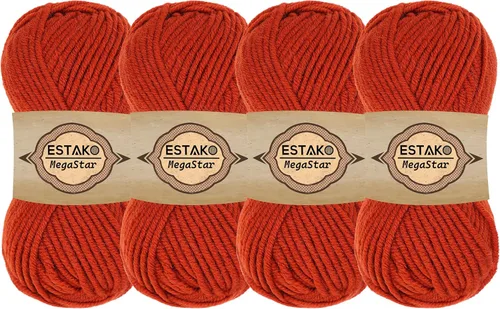 Vista 25 de Estako Megastar, 3.52 Oz (100g) de hilo de acrílico 75% y lana 25%, suave, peso grueso voluminoso #5 para crochet y tejer 120 yardas (110m)