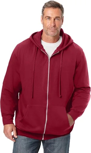 Vista 31 de KingSize - Chaqueta de forro polar con capucha y cremallera frontal para hombre Negro