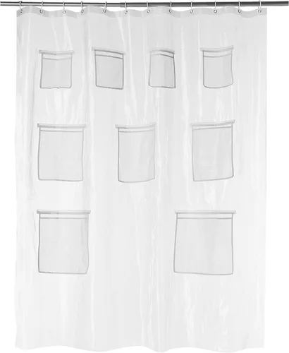 Vista 14 de Amazon Basics Cortina de ducha ligera súper suave y de fácil cuidado con textura de gofre, 72 x 72 pulgadas, color blanco (paquete de 8)