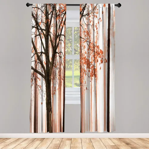 Vista 50 de Ambesonne - Cortinas amarillas para ventana, arte moderno escandinavo de escena de jardín con flores de tulipán y mariposas bailando, juego de 2