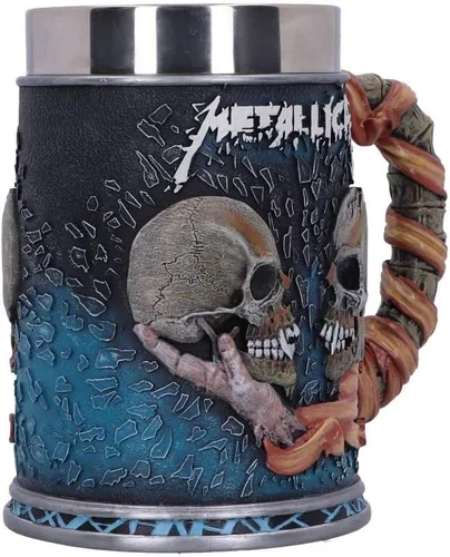 Vista 3 de Nemesis Now Metallica Sad But True Tankard de 6.1 in, resina, azul, mercancía oficial de Metallica, inspirada en las obras de arte de Pushead