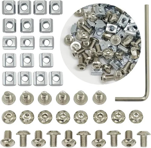 Vista 7 de 12 conectores de soporte de esquina de extremo de 3 vías negro serie 2020 con tornillos + 1 llave para ranura de 0.236 in, accesorios de riel