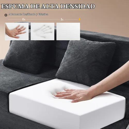 Vista 6 de Sofá cama convertible, sofá cama plegable de dos plazas, futón, sofá cama Negro