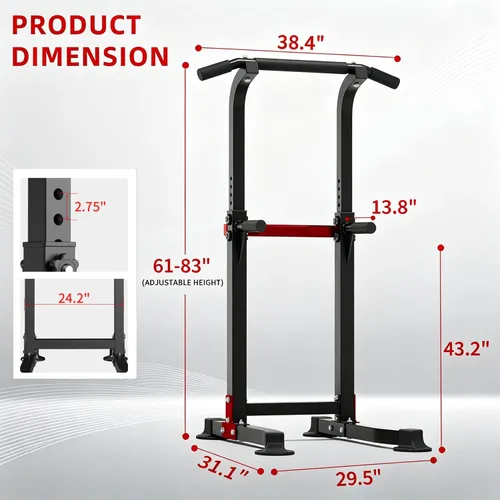Vista 6 de Barra de dominadas, torre de energía multifunción para barra de inmersión, gimnasio en casa, equipo de entrenamiento de fuerza, equipo para dominadas
