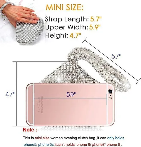 Vista 2 de ELEOPTION - Bolso de mano para mujer, diseño triangular, ideal para fiestas o graduaciones, Plateado