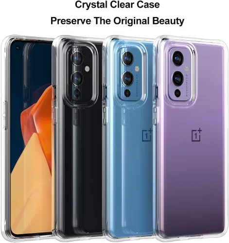 Vista 2 de Funda protectora transparente para Oneplus 9 a prueba de golpes [parte trasera de policarbonato duro+parachoques de TPU suave] [antiamarilleo]