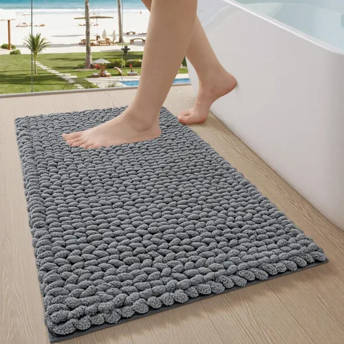 Vista 17 de LUMI Alfombra de Baño de Lujo, Tapete de Baño Ultra Suave de Secado Rápido, Alfombra de Baño Antideslizante Absorbente de Chenilla Gruesa, Tapete
