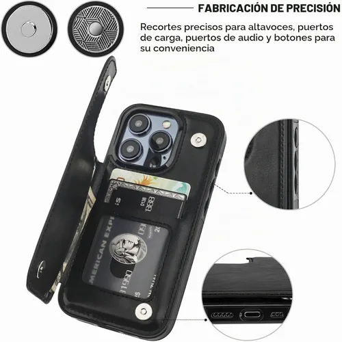 Vista 6 de ONETOP - Funda tipo cartera compatible con iPhone 15 Pro con soporte para tarjetas, funda de piel sintética con soporte y ranuras para tarjetas