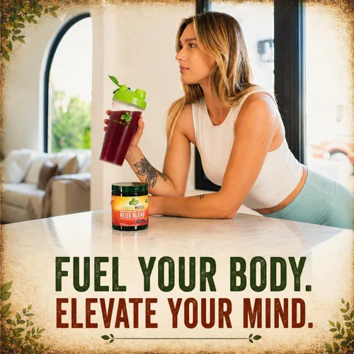 Vista 8 de Organic Muscle Superfood Reds para energía natural y salud de la piel Batido de jugo rojo orgánico USDA Vegano, ceto, sin OMG, sabor a bayas