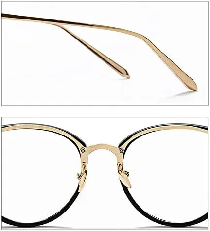Vista 5 de Gafas unisex lisas, gafas retro con marco de metal, gafas redondas, lentes ópticas vintage, lentes transparentes
