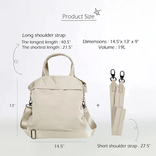 Vista 7 de ODODOS Bolsas Hobo Multi 2.0 de 19L con 2 correas para mujer, bolsos de mano, bolsos cruzados