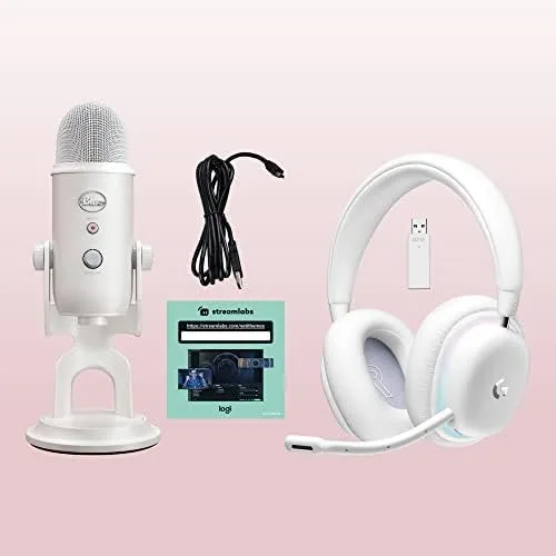 Vista 10 de Logitech G Combo de auriculares inalámbricos para juegos 735 y micrófono USB para juegos Blue Yeti Premium para transmisión con temas exclusivos