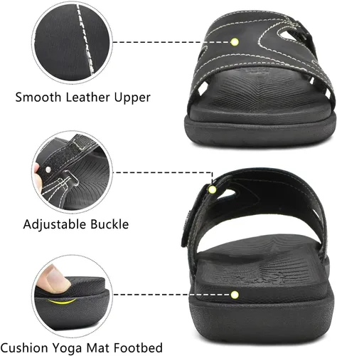 Vista 4 de KuaiLu - Sandalias ortopédicas de moda para mujeres, ligeras, tipo tenis deportivos, con plantilla de goma suave. Sandalias con cierre tipo slip-on